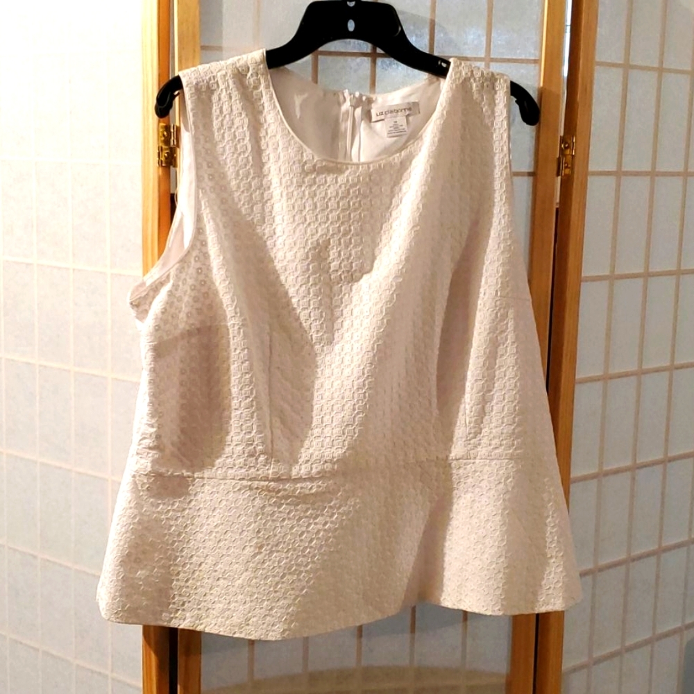100% Cotton  Sleeveless White Peplum Top